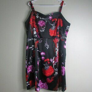 Lane Bryant Sleeveless Dress 24 Black Red Purple Floral